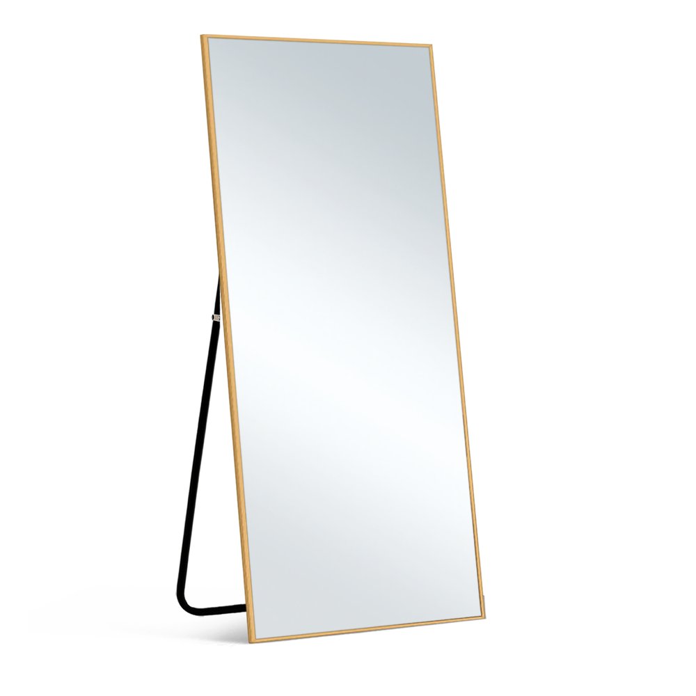 Gold Aluminum Freestanding and Wall Mounted Framed Full Length Mirror - 59-inch