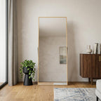 Gold Aluminum Freestanding and Wall Mounted Framed Full Length Mirror - 59-inch