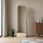 Gold Aluminum Arch Freestanding and Wall Mounted Framed Full Length Mirror
