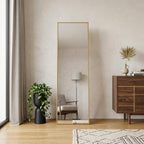 Gold Aluminum Freestanding and Wall Mounted Framed Full Length Mirror - 70-inch