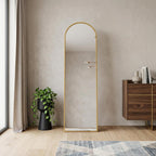 Gold Aluminum Arch Freestanding and Wall Mounted Framed Full Length Mirror