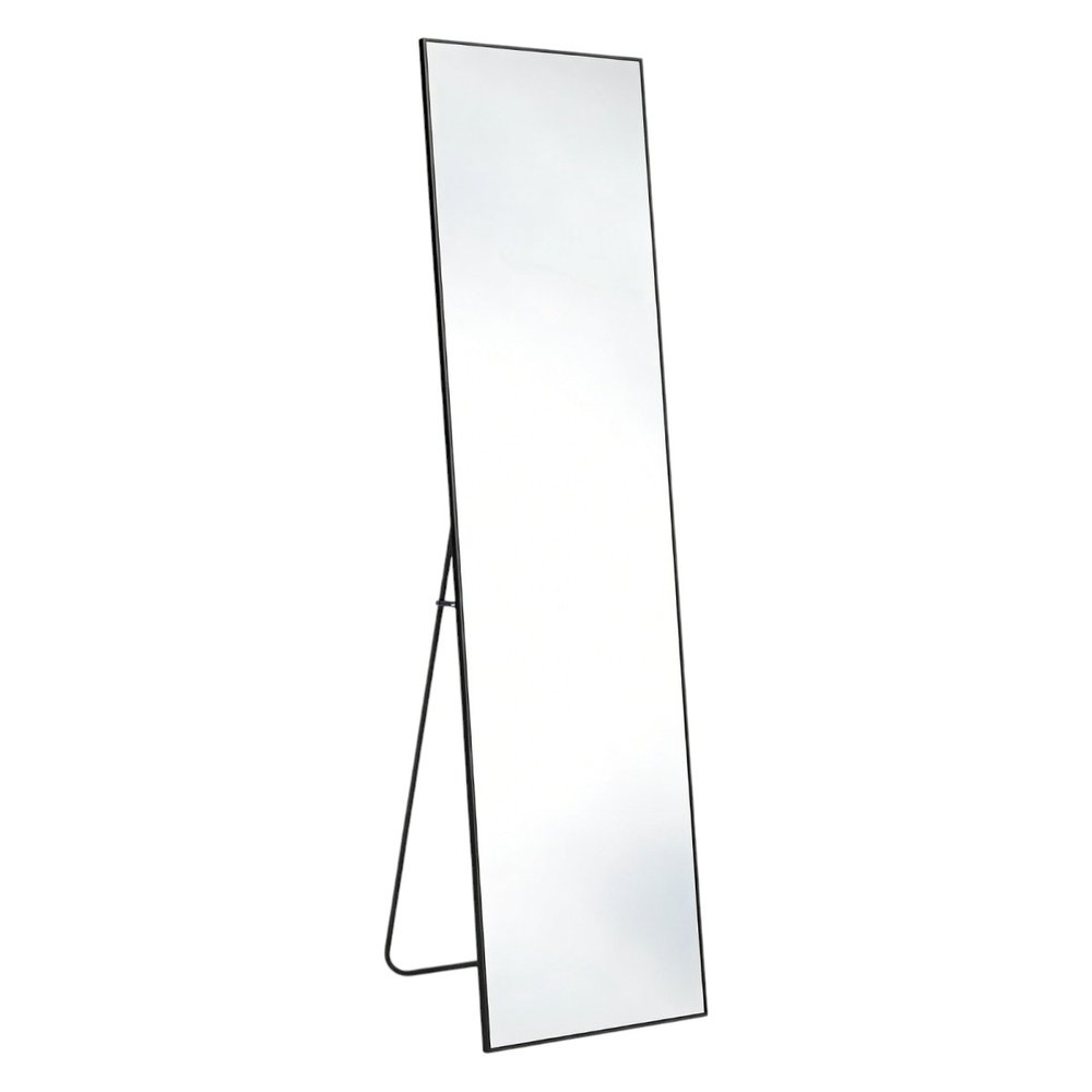 Black Aluminum Freestanding and Wall Mounted Framed Full Length Mirror - 56-inch
