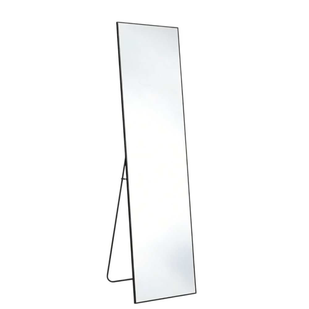Black Aluminum Freestanding and Wall Mounted Framed Full Length Mirror - 55-inch
