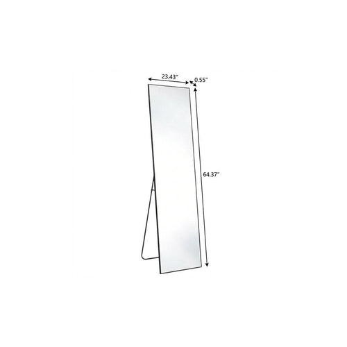 Black Aluminum Freestanding and Wall Mounted Framed Full Length Mirror - 64-inch