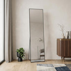 Black Aluminum Freestanding and Wall Mounted Framed Full Length Mirror - 64-inch