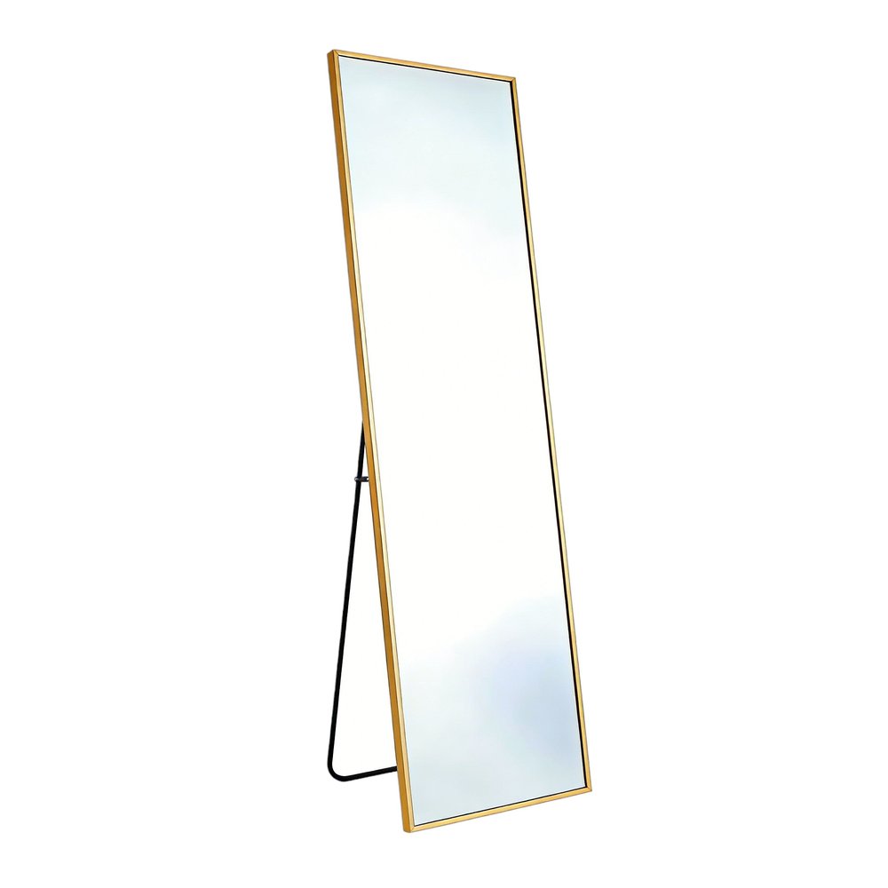 Gold Aluminum Freestanding and Wall Mounted Framed Full Length Mirror - 64-inch