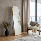 Gold Aluminum Arch Freestanding and Wall Mounted Framed Full Length Mirror