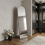 Black Aluminum Arch Freestanding and Wall Mounted Framed Full Length Mirror
