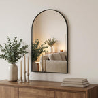 Black Aluminum Arch Framed Anti Fog Accent Mirror - 30-inch