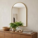 Gold Aluminum Arch Framed Anti Fog Accent Mirror - 35-inch