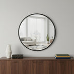 Black Aluminum Round Framed Accent Mirror - 20-inch