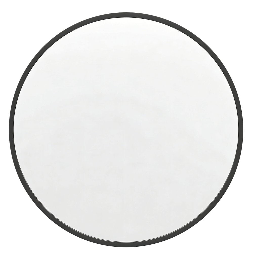 Black Aluminum Round Framed Accent Mirror - 24-inch