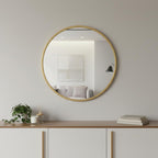 Gold Aluminum Round Framed Accent Mirror - 24-inch