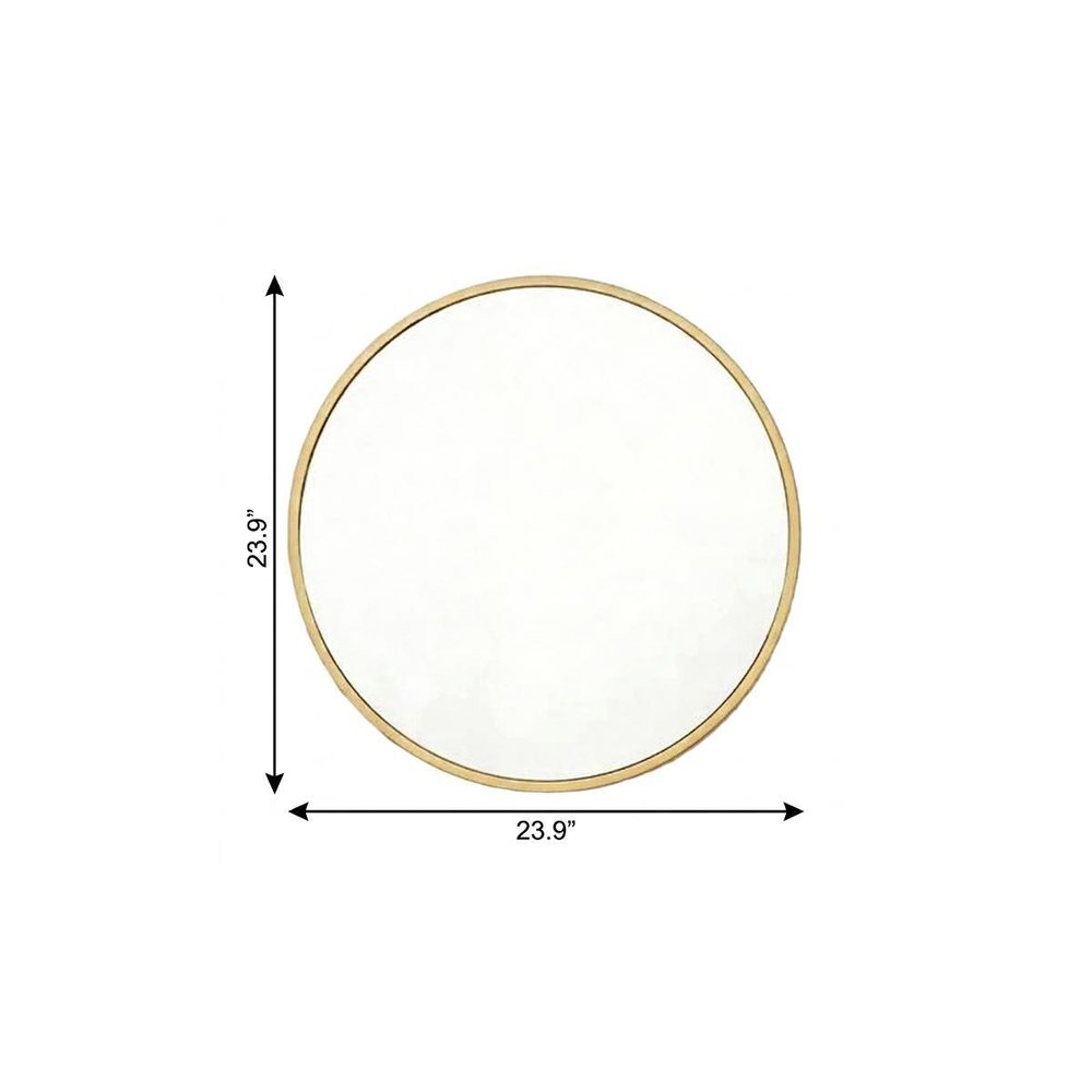 Gold Aluminum Round Framed Accent Mirror - 24-inch