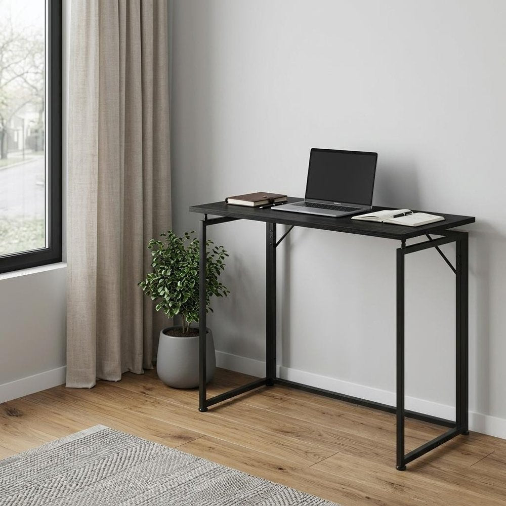 Black Wood and Steel Sled Computer Desk - 40-inch