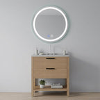 Round Lighted Frameless Anti Fog Bathroom Vanity Mirror - 30-inch