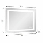Lighted Frameless Anti Fog Bathroom Vanity Mirror - 24-inch