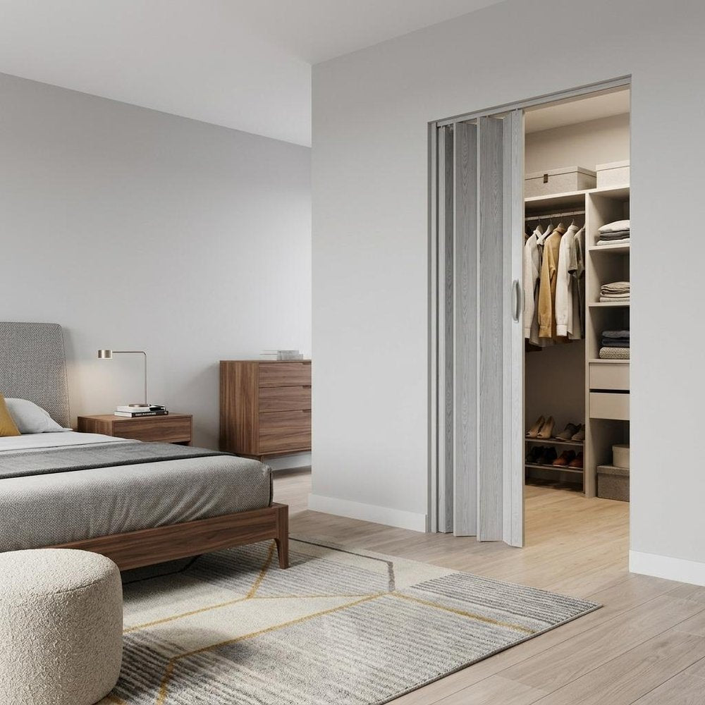 Gray Pvc Accordion Door - 80-inch