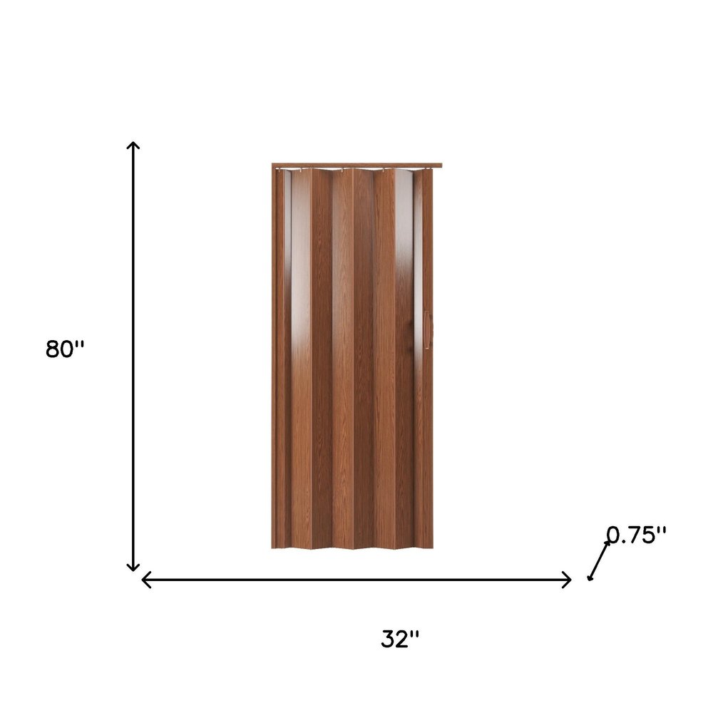 Walnut Pvc Accordion Door - 80-inch