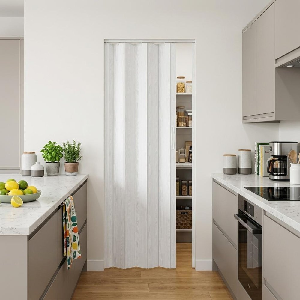White Pvc Accordion Door - 80-inch