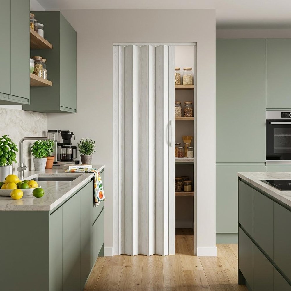 White Pvc Accordion Door - 80-inch