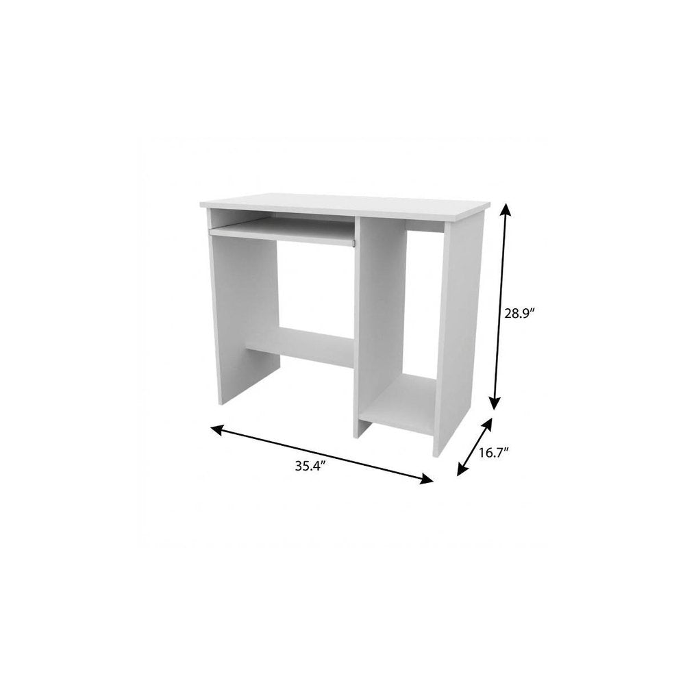 White Wood Computer Desk - 35-inch