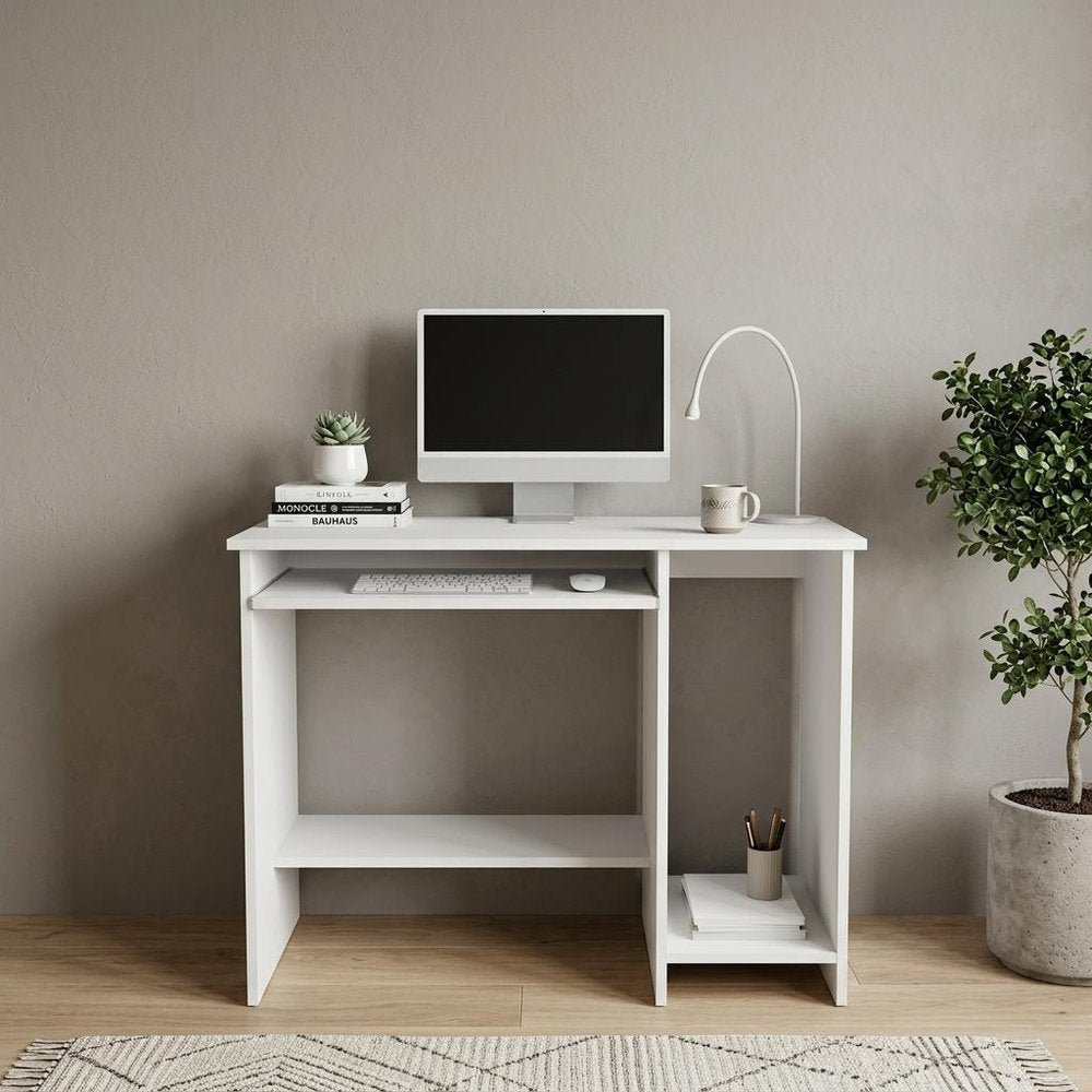 White Wood Computer Desk - 35-inch