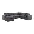 Dark Gray Corduroy Modular Sectional with Ottoman and Toss Pillows - 138-inch