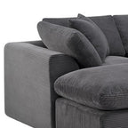 Dark Gray Corduroy Modular Sectional with Ottoman and Toss Pillows - 138-inch