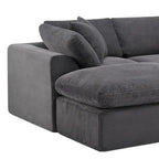 Dark Gray Corduroy Modular Sectional with Ottoman and Toss Pillows - 138-inch