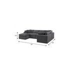 Dark Gray Corduroy Modular Sectional with Ottoman and Toss Pillows - 138-inch