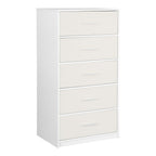 White Fabric Wood and Steel Five Drawer Lingerie Chest - 23-inch