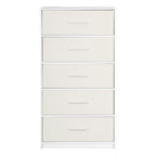 White Fabric Wood and Steel Five Drawer Lingerie Chest - 23-inch