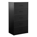 Black Fabric Wood and Steel Five Drawer Lingerie Chest Dresser - 23-inch