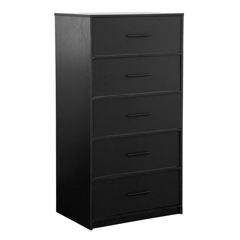 Black Fabric Wood and Steel Five Drawer Lingerie Chest Dresser - 23-inch
