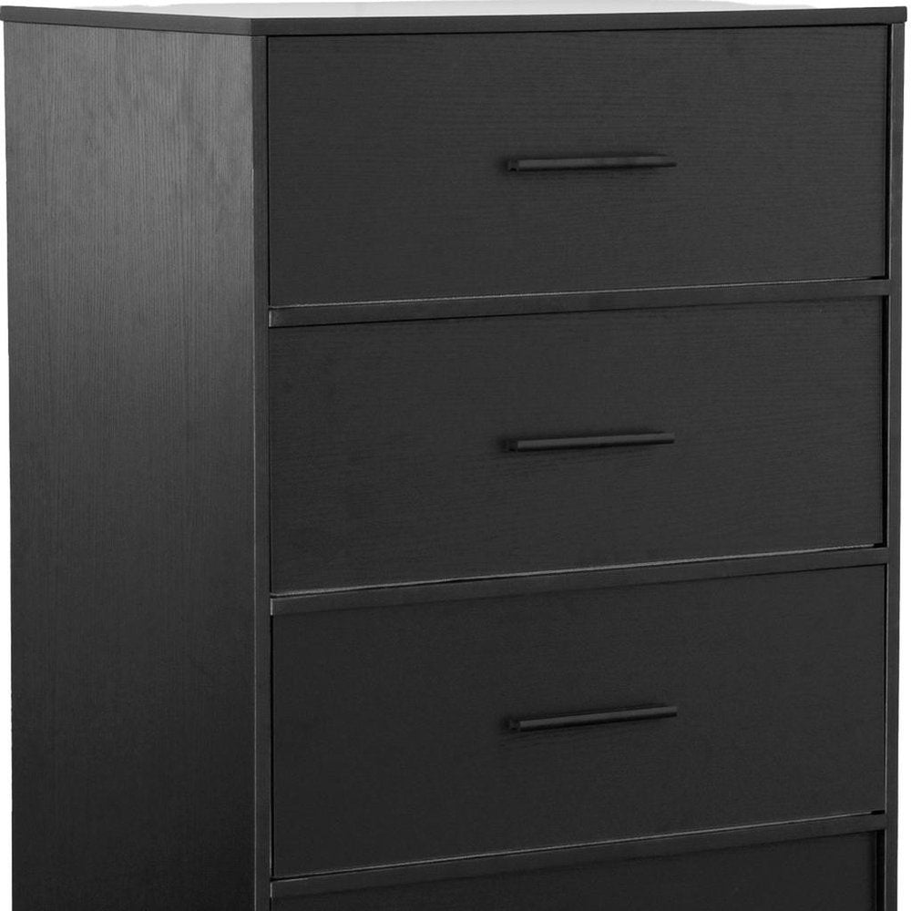 Black Fabric Wood and Steel Five Drawer Lingerie Chest Dresser - 23-inch