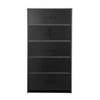 Black Fabric Wood and Steel Five Drawer Lingerie Chest Dresser - 23-inch