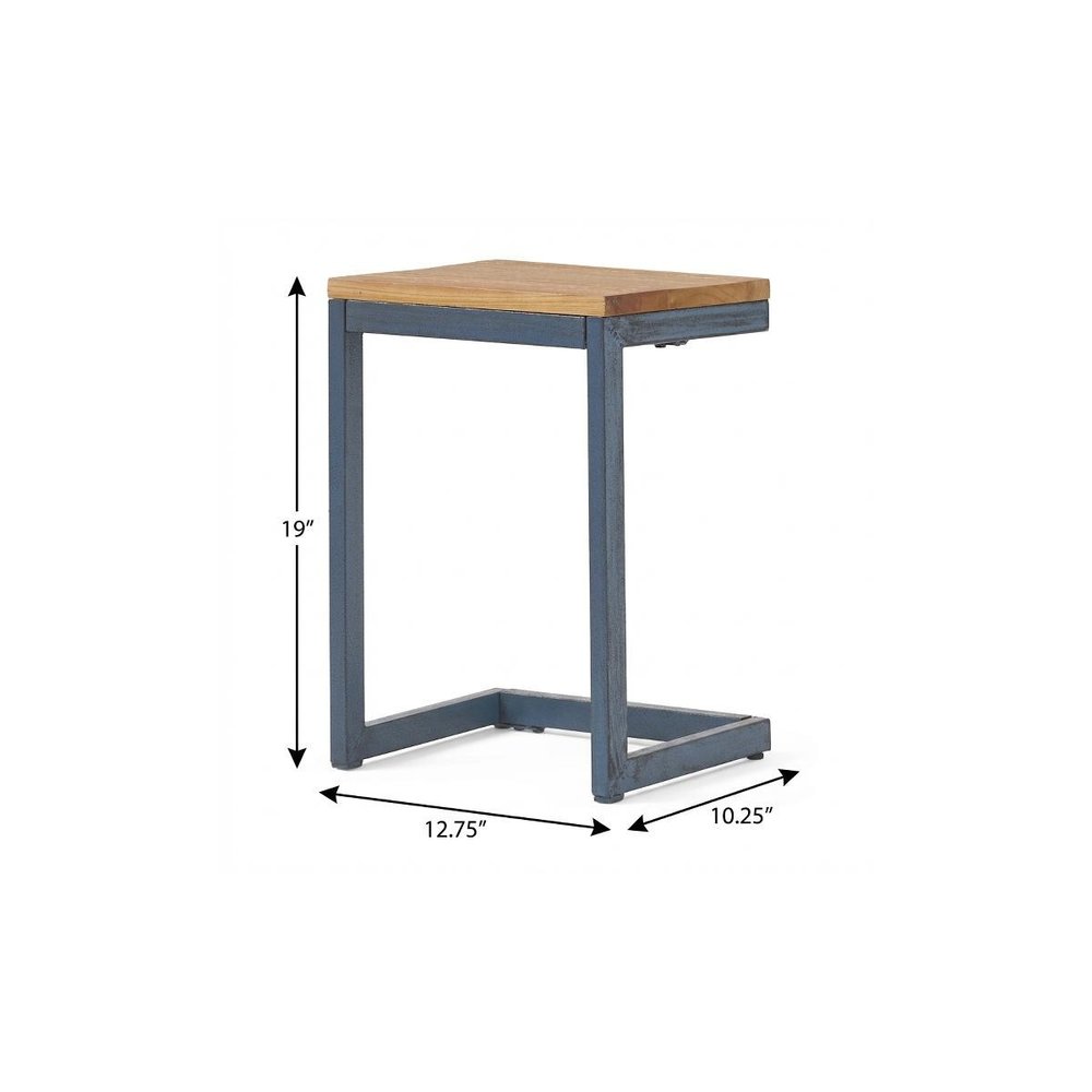Brown and Black Distressed Wood and Iron End Table - 19-inch