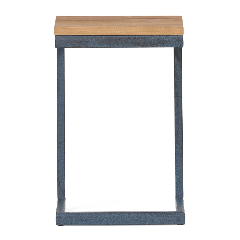 Brown and Black Distressed Wood and Iron End Table - 19-inch