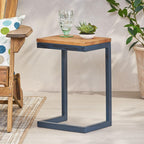Brown and Black Distressed Wood and Iron End Table - 19-inch