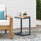 Brown and Black Distressed Wood and Iron End Table - 19-inch