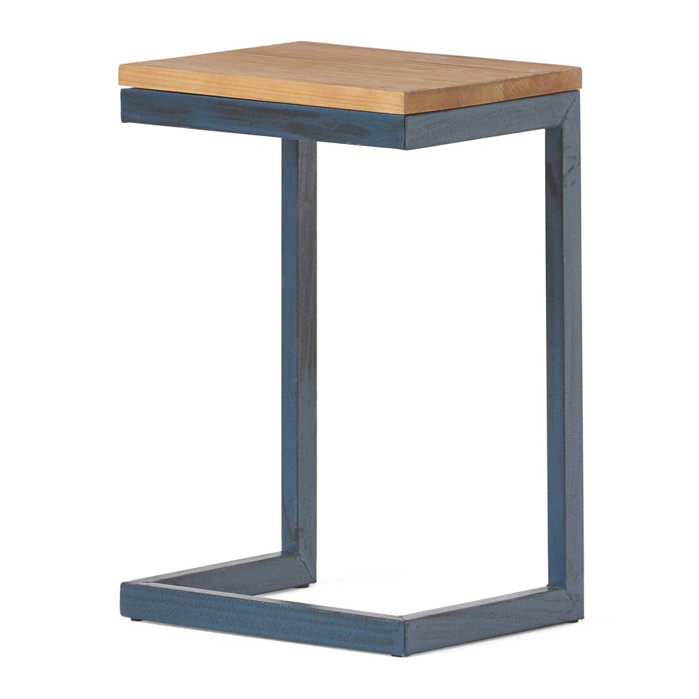 Brown and Black Distressed Wood and Iron End Table - 19-inch