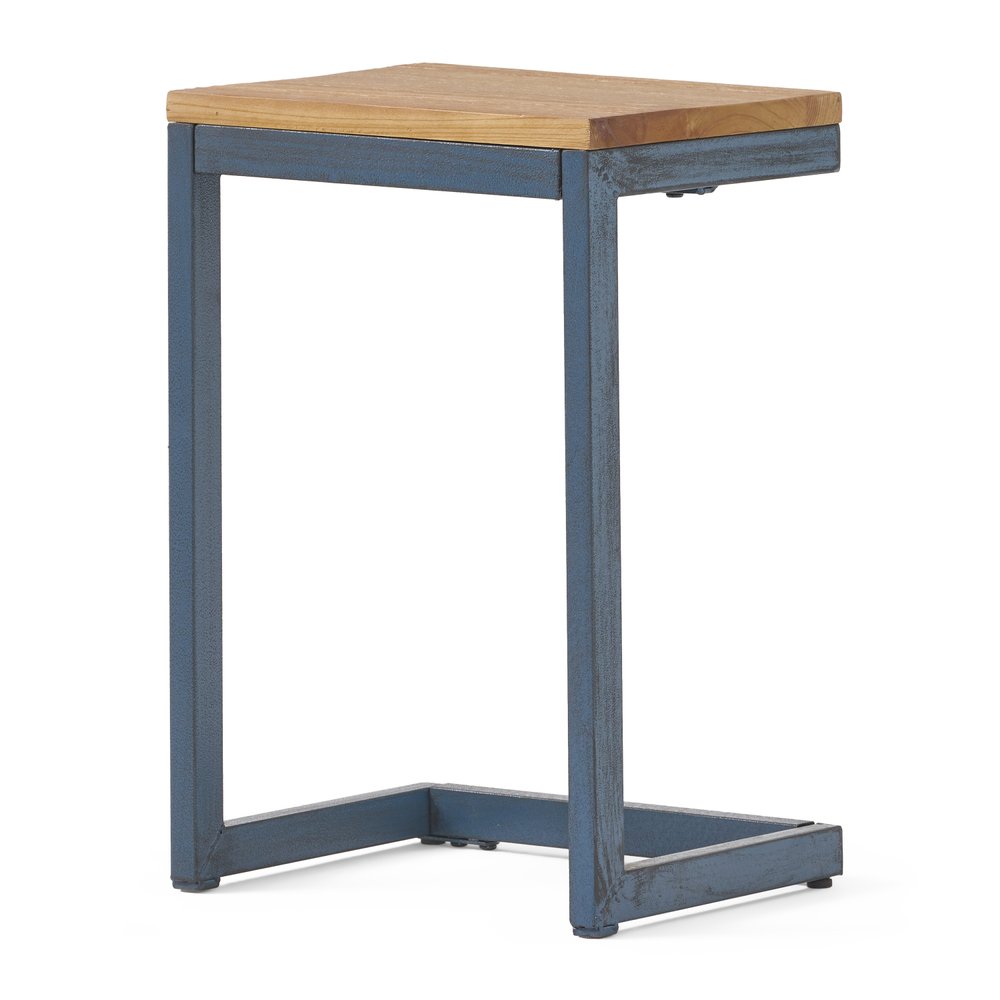 Brown and Black Distressed Wood and Iron End Table - 19-inch