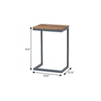 Natural and Blue Wood and Iron End Table - 26-inch