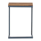 Natural and Blue Wood and Iron End Table - 26-inch