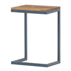 Natural and Blue Wood and Iron End Table - 26-inch