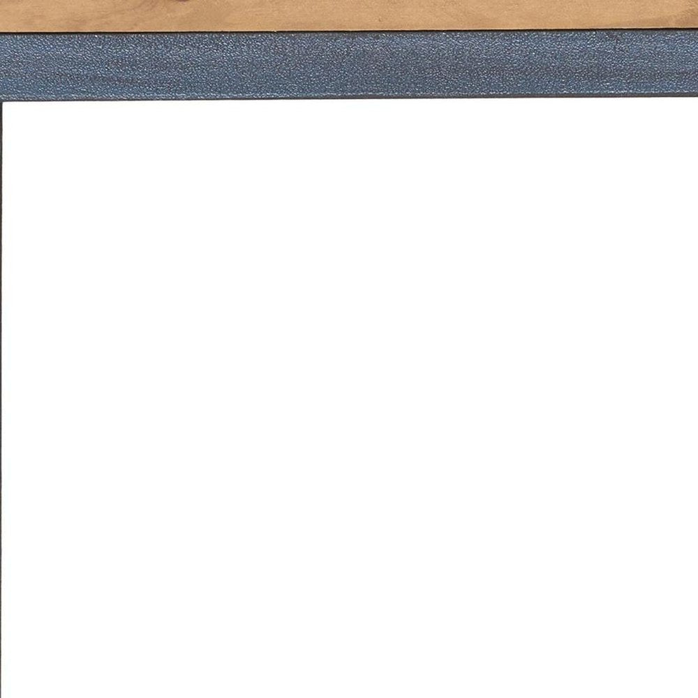 Natural and Blue Wood and Iron End Table - 26-inch