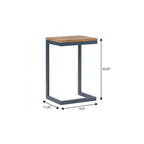 Natural and Blue Wood and Iron End Table - 26-inch