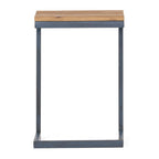 Natural and Blue Wood and Iron End Table - 26-inch
