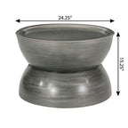 Antiqued Silver Iron Round Hourglass End Table - 24-inch